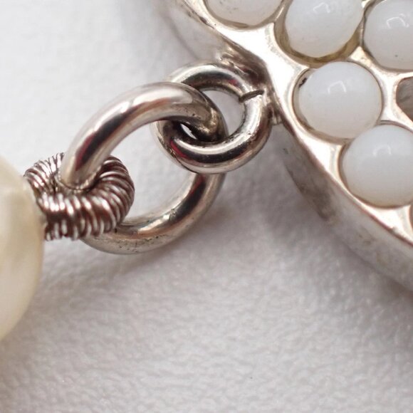 CHANEL CC Logo Imitation Pearl Chain Necklace A12 W White SHW - Picture 9 of 14